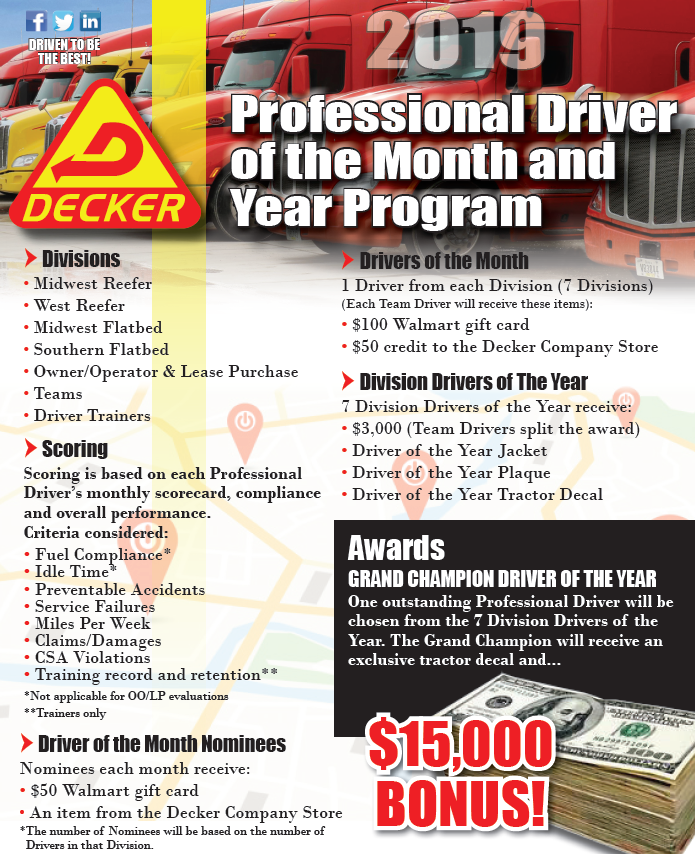 Introducing our 2019 Professional Driver of the Year and Driver of the Month programs.