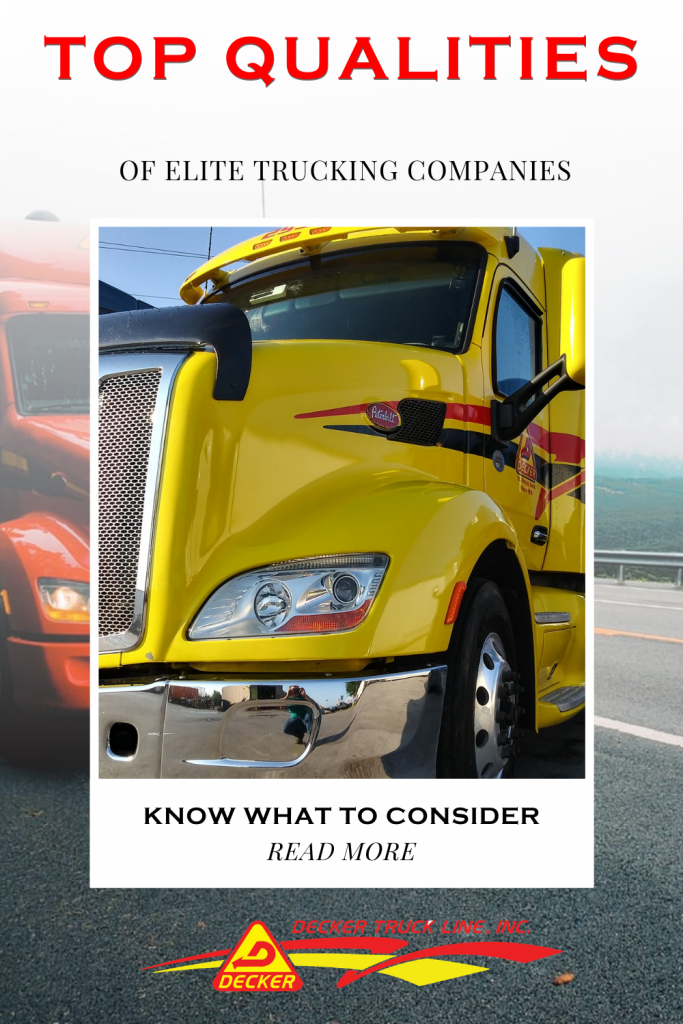 Top qualities of elite trucking companies. Here are 5 tips to consider when deciding what trucking company to work for. Choosing the best trucking company can not only  bring you home more money but offer you your preferred home time. #besttruckingcompany #trucking #truckingcompany #truckdriver #trucker #truckamenities #truckingaccessories #truckaccessories #truckerslife #lifeofatrucker #DeckerTruckLine  #trucks #logistics #Peterbilt #Semi #SemiTruck #truckingequipment